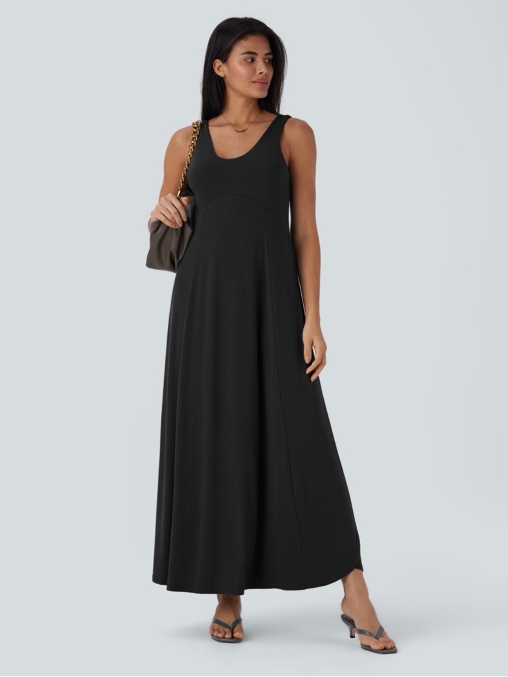 U Neck Flowy Maxi Casual Tank Dress size large - Picture 3 of 5